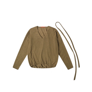 COMMXN·羊驼毛细纱V领针织衫（含围巾）毛衣2025秋季新款女装