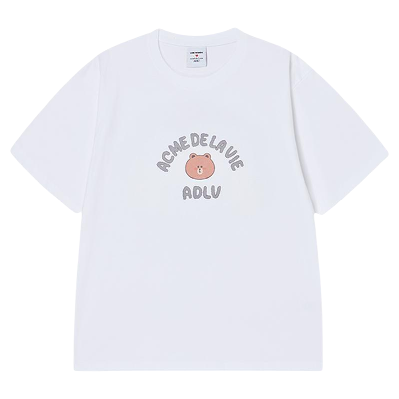 ADLV布朗熊联名印花宽松短袖T恤