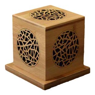 白鼠尾草熏香炉水晶消磁净化炉盘香炉竹制檀香盒镂空香盒香托香座