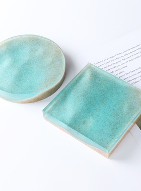 北欧in风透明树脂沙滩海滩茶道家居饰品咖啡托盘装饰简约几何摆件