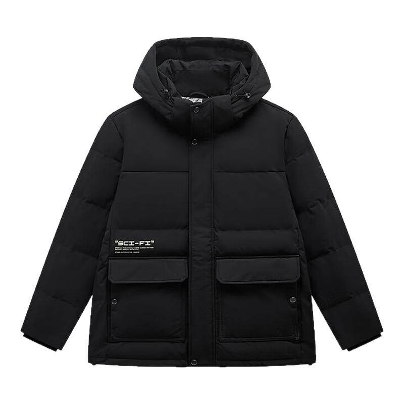 特步羽绒服男款立领2025冬季