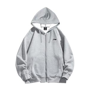 李宁运动外套男款卫衣秋冬款加绒连帽开衫防风上衣宽松大码休闲服