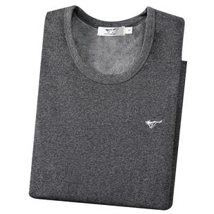 七匹狼男士冬季加绒保暖圆领单件上衣棉纯色秋天打底上身加厚透气