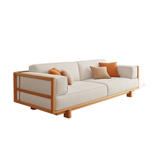 实木沙发定制坐垫靠背垫一体可拆洗猫抓布海绵羽绒填充软包沙发垫