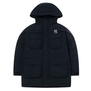 MLB羽绒服25秋冬新款男女NY小标中长款工装棉羽外套3ADJB0756