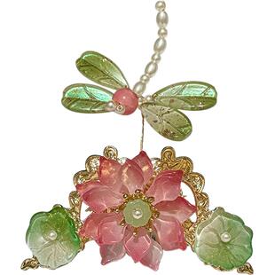 大无汉风【小荷仙】原创古风汉服小唐风头饰荷花蝴蝶发冠发饰套装