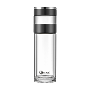 Vanow智能显温茶水分离水杯双层玻璃杯女生泡茶杯仙女杯高颜值男