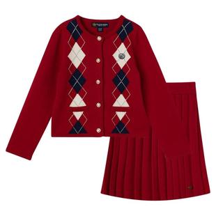 【千金系列】eland kids衣恋童装女童针织开衫套装冬季毛衣短裙