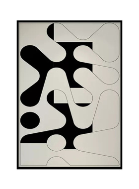 现代抽象线条黑白灰装饰画客厅玄关背景墙壁画大幅落地样板房挂画