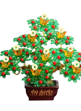 手工DIY制作招财树发财树摆件
