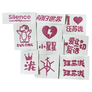 汪苏泷闪粉明日时间世界巡回演唱会粉色纹身贴妆容脸贴粉丝应援物