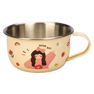 摩登主妇316L不锈钢儿童水杯敞口幼儿园宝宝牛奶小杯子家用漱口杯