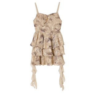 PAPERLLL辛间长款短款设计新中式飘带立体不规则吊带连衣裙女夏季