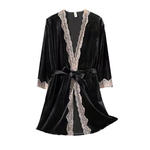 金丝绒睡袍女春秋款高级性感女士睡衣冬季纯欲风浴袍v领吊带睡裙