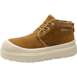 木林森男鞋2025年冬季新款雪地靴男厚底增高加绒保暖羊毛防寒棉鞋