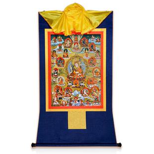 闯隆巴切朗色唐卡挂画 西藏藏式装裱镀金烫金画心 客厅玄关装饰画