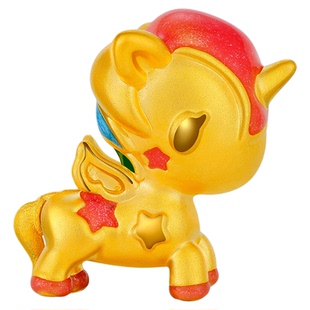 金至尊IP联名款tokidoki黄金吊坠独角兽Stellina转运珠生肖马礼物