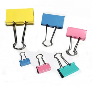 得培力彩色长尾夹文件夹学生试卷夹票据夹票夹子办公燕尾夹蝴蝶夹