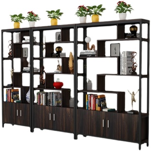 简易书架置物架铁艺隔断博古架落地多层产品展示架简约化妆品展柜