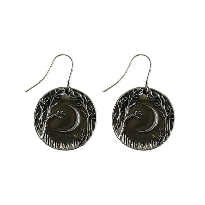 Vintage古着复古月树耳环