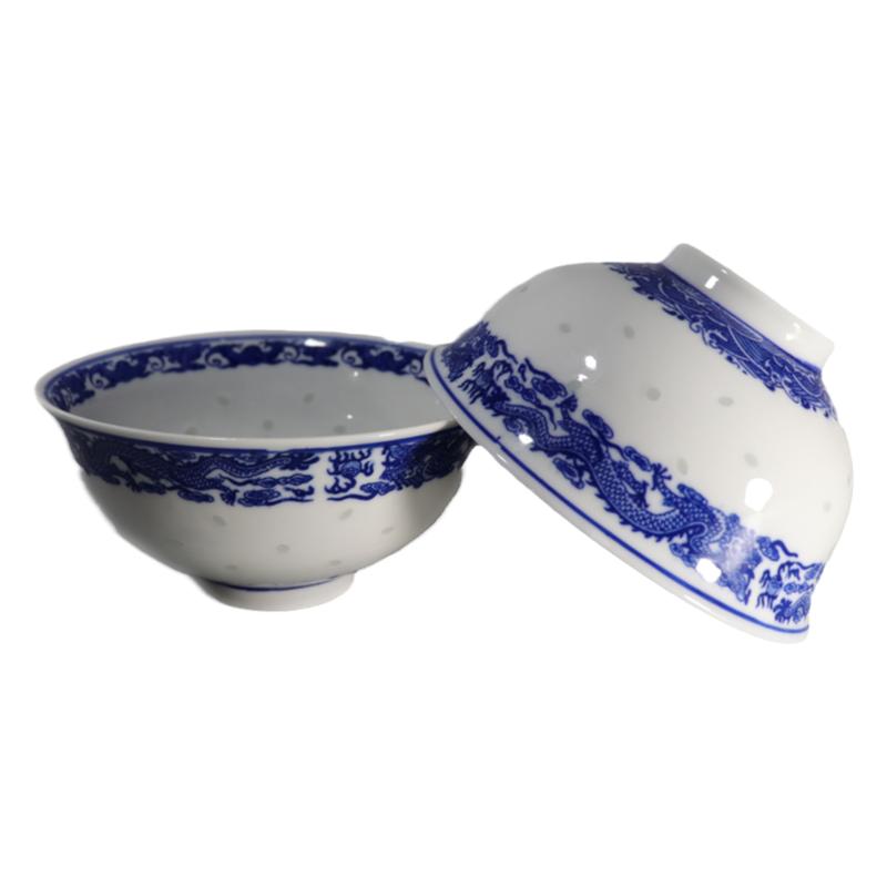 青花瓷家用吃饭碗玲珑中式米饭碗