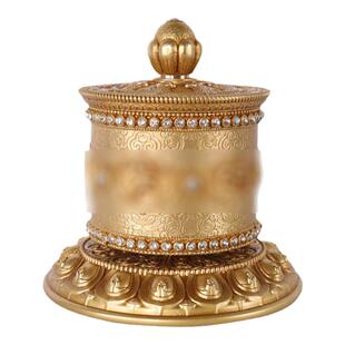 语狮子缩微胶片黄铜办公手捻转轮大自在莲师楞大正藏甘珠尔摆件