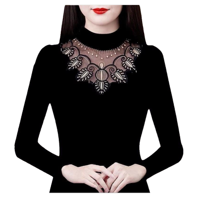 2025加绒百搭长袖蕾丝打底衫内搭