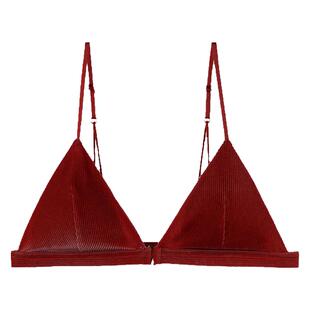 前扣内衣女无钢圈小胸聚拢薄款细带美背性感禁欲系法式三角杯文胸