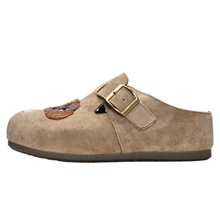 复古包头卡通半拖鞋女2026春季新款软底一脚蹬内增高拖鞋女懒人鞋