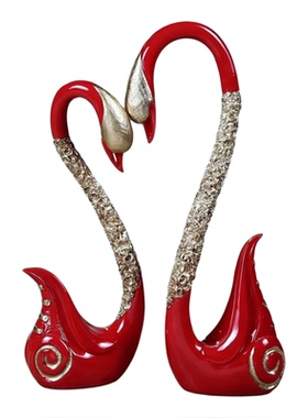 情侣天鹅新婚礼物北欧轻奢摆件