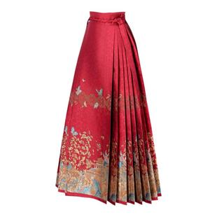 一梦金陵原创汉服【三生有幸】高端重工红色马面裙半身裙敬酒婚服