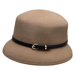 气质赫本风羊毛呢渔夫帽女法式时尚优雅复古礼帽秋冬小香风格盆帽