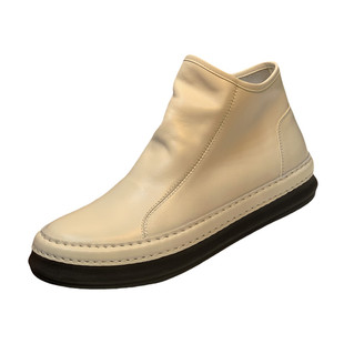 欧洲站男鞋真皮复古擦色高帮鞋男潮流板鞋冬季加绒保暖棉鞋马丁靴