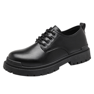 马丁靴男冬季低帮男鞋2025新款休闲百搭英伦男款黑色皮鞋增高靴子