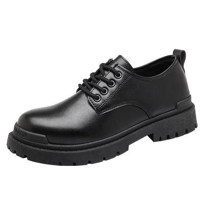 马丁靴男冬季低帮男鞋2025新款休闲百搭英伦男款黑色皮鞋增高靴子