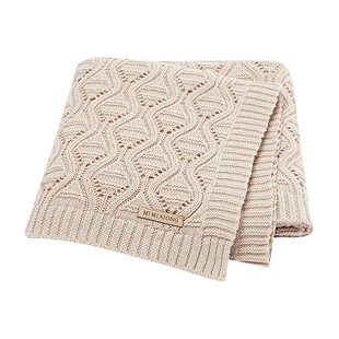 纯棉针织新生婴儿镂空毯子抱被春秋宝宝盖被纯色多功能毛线毯