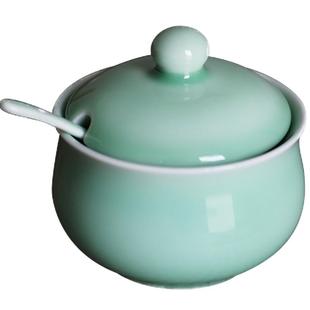 龙泉瓯江青瓷调料罐带勺家用调味罐小盐罐陶瓷糖罐佐料罐厨房用品