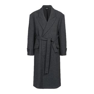 【TZ killer】OVERCOAT长款灰色宽松垫肩廓形羊毛大衣外套