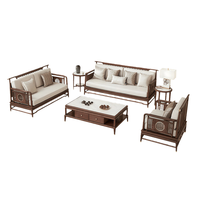 新中式禅意小户型实木沙