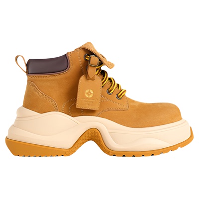 Wander around漫行秋冬款砂砾黄厚底增高短款马丁靴休闲大黄靴女