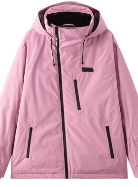 有兰草莓粉立领连帽雪服