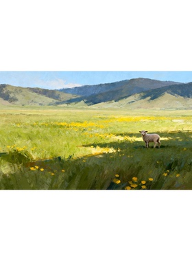 可班艺术纯手绘油画草原牧歌风景