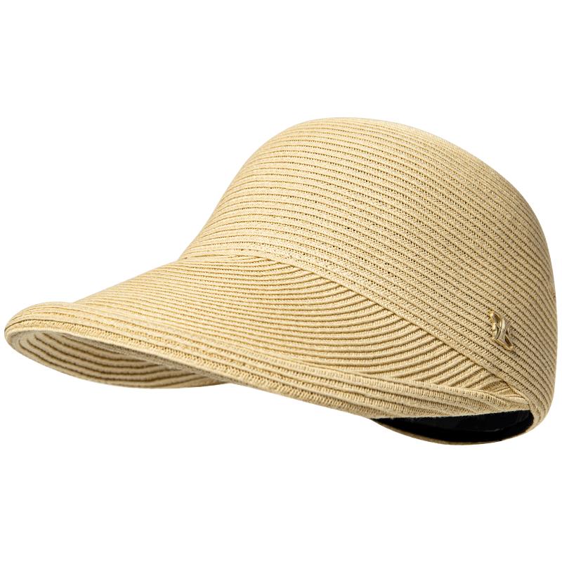 FANCET草帽2024新款女夏草编透气短檐帽出游防紫外线休闲帽马术帽