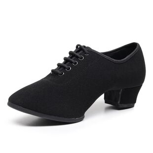 拉丁舞鞋女士教师鞋形体跳舞鞋中高跟软底广场舞蹈鞋交谊舞直板