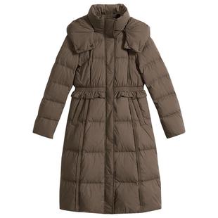 [聚暖白鹅绒]YINER音儿专选女装冬季连帽栗色羽绒服