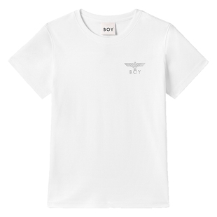 BOYLONDON春夏女款黑白纯棉修身短袖T恤简约纯色针织休闲风W01247