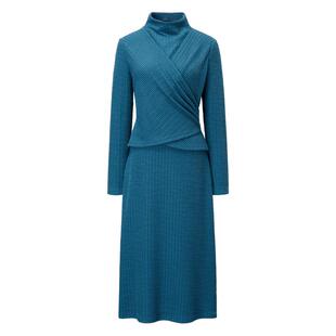 颜域高领设计感针织连衣裙女2025冬季新款收腰显瘦高级感打底长裙