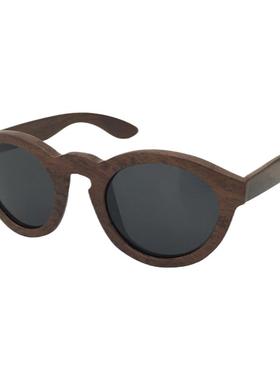 墨镜复古风圆形黑色偏光太阳镜