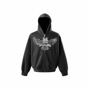 【官方正品】TheBoyHasNoPatience TBHNP 双头鹰烫钻连帽衫