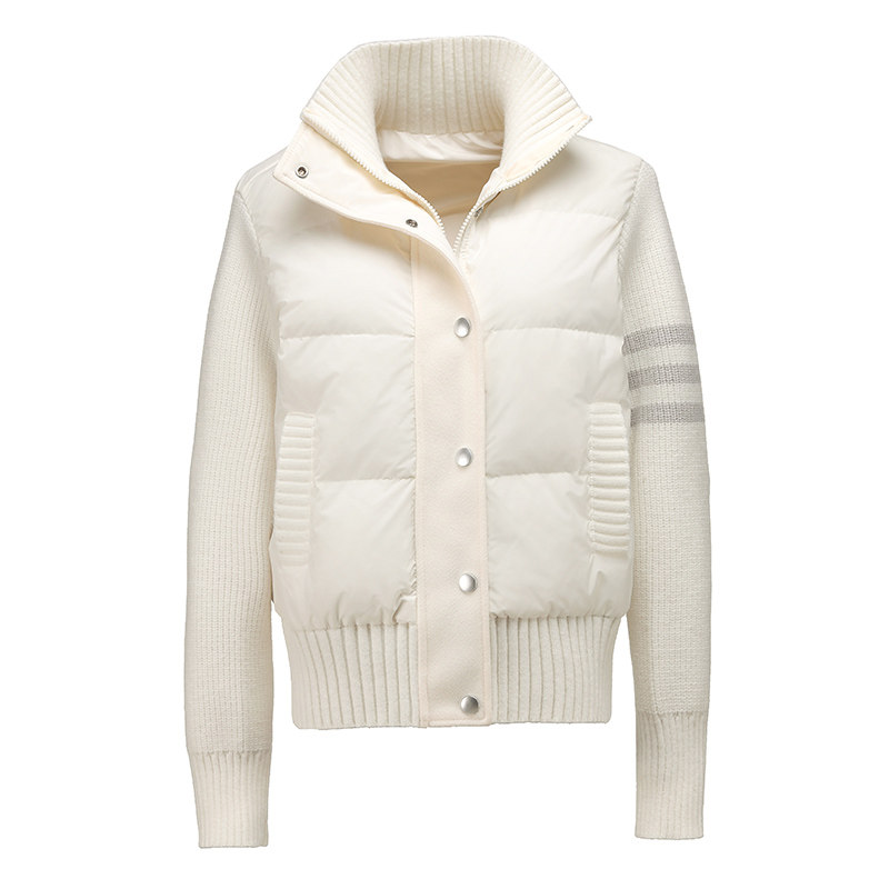 tb秋冬款保暖羽绒服女针织显瘦小个子短款2025立领白鸭绒潮流外套